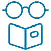 icon - eye glasses above an open book